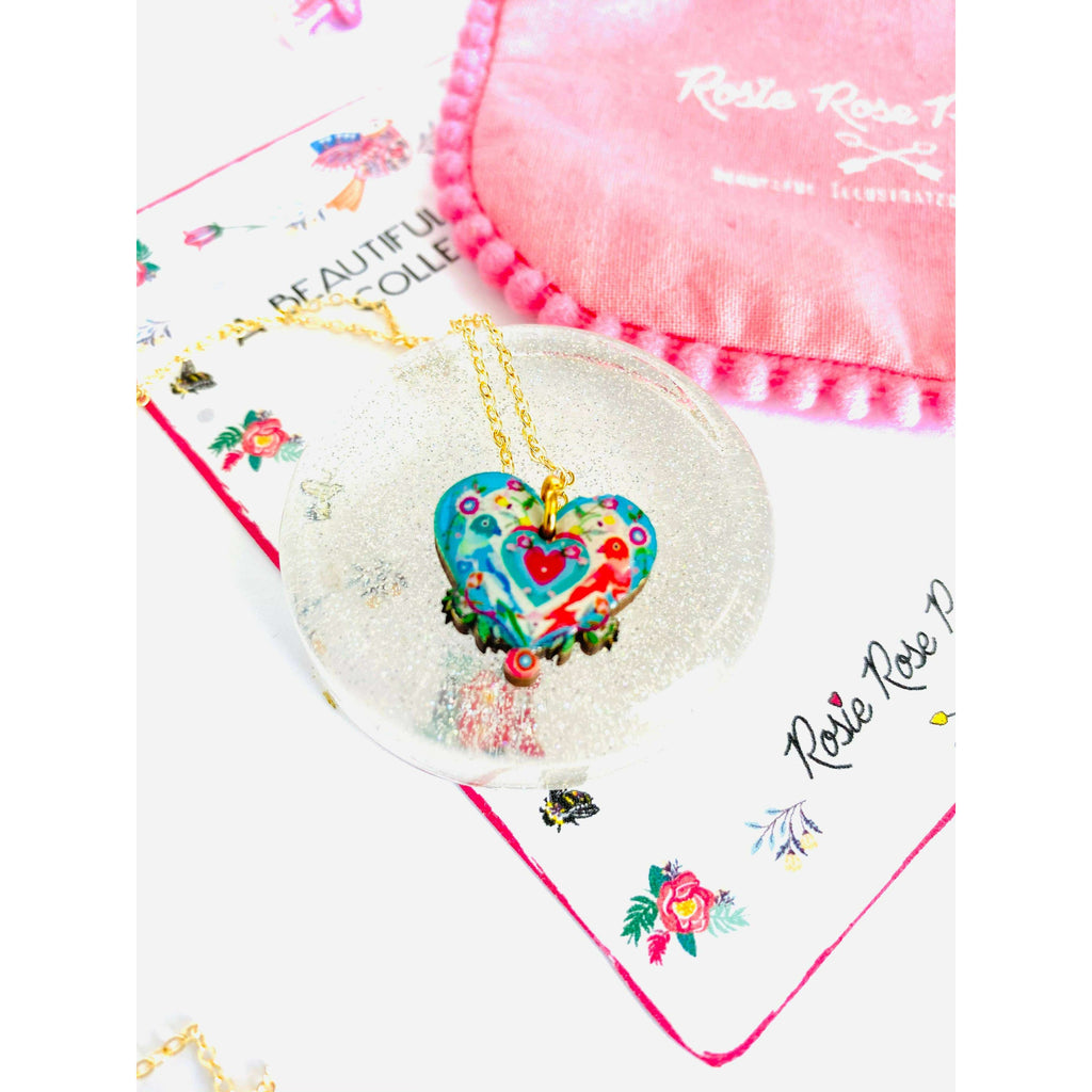 Lovebird Necklace on Gold Chain by Rosie Rose Parker