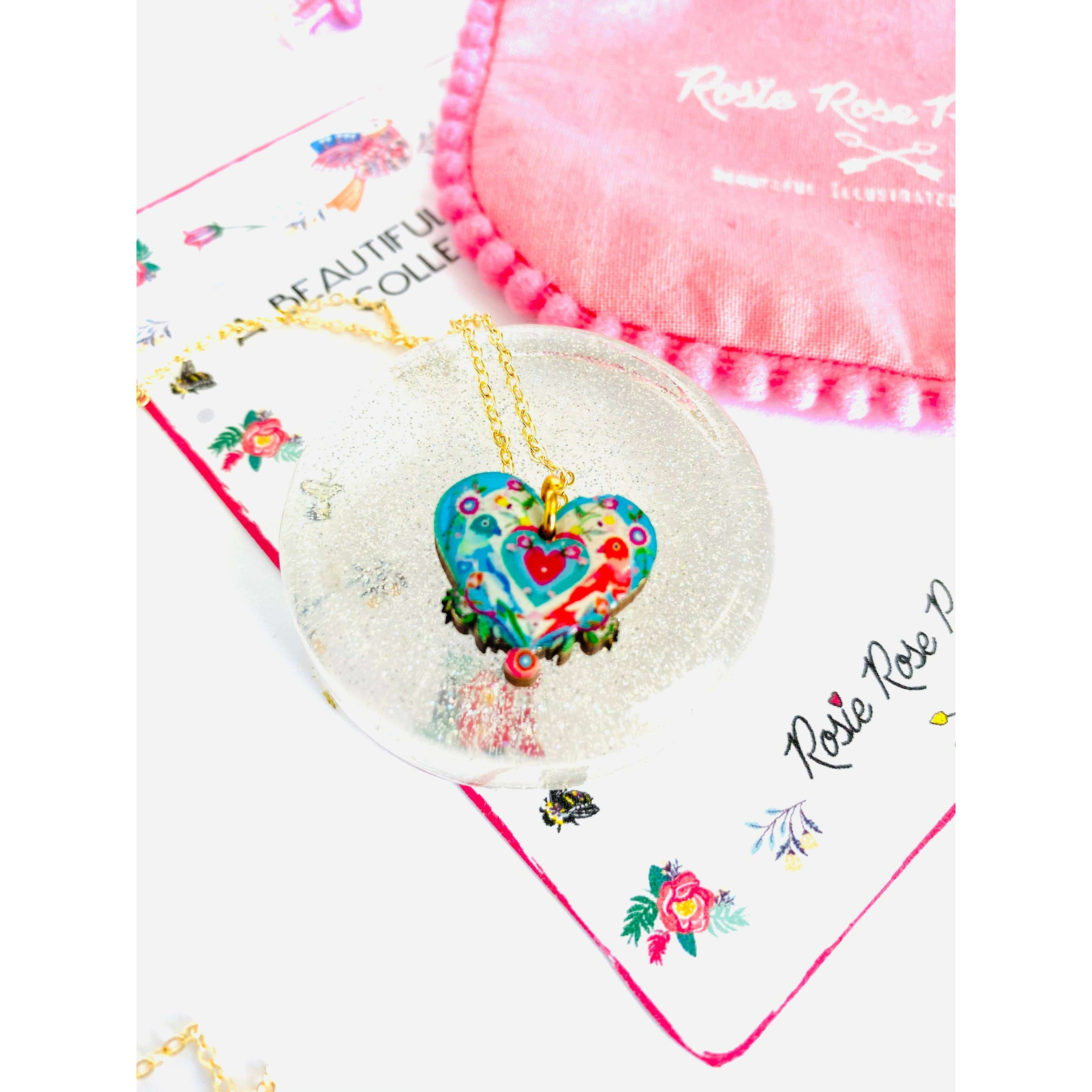 Lovebird Necklace on Gold Chain by Rosie Rose Parker