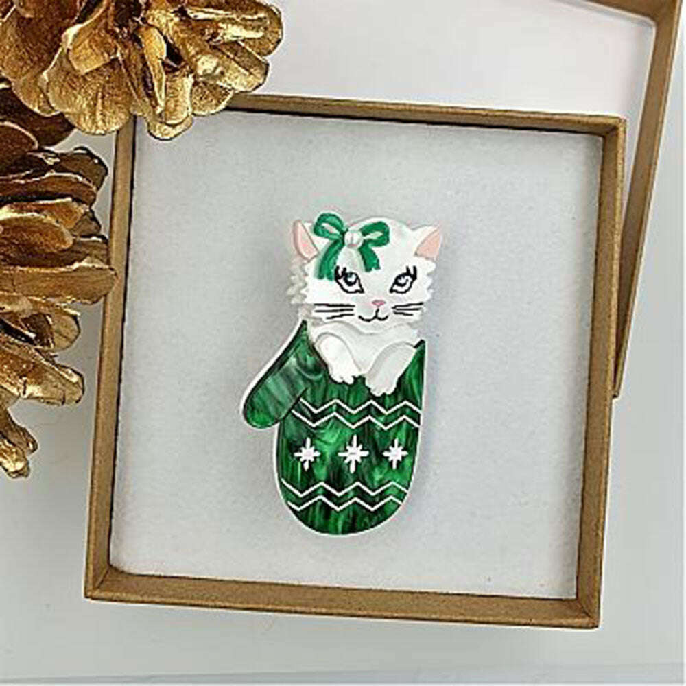Mitten Kitten Brooch by Cherryloco