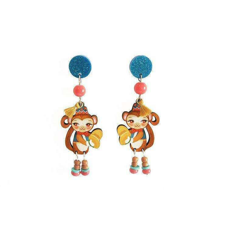Monkeys with Cymbals Earrings  by Laliblue
