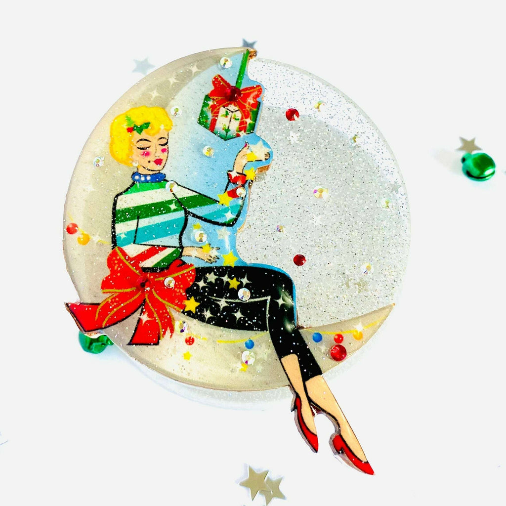Moon Girl Christmas Brooch by Rosie Rose Parker