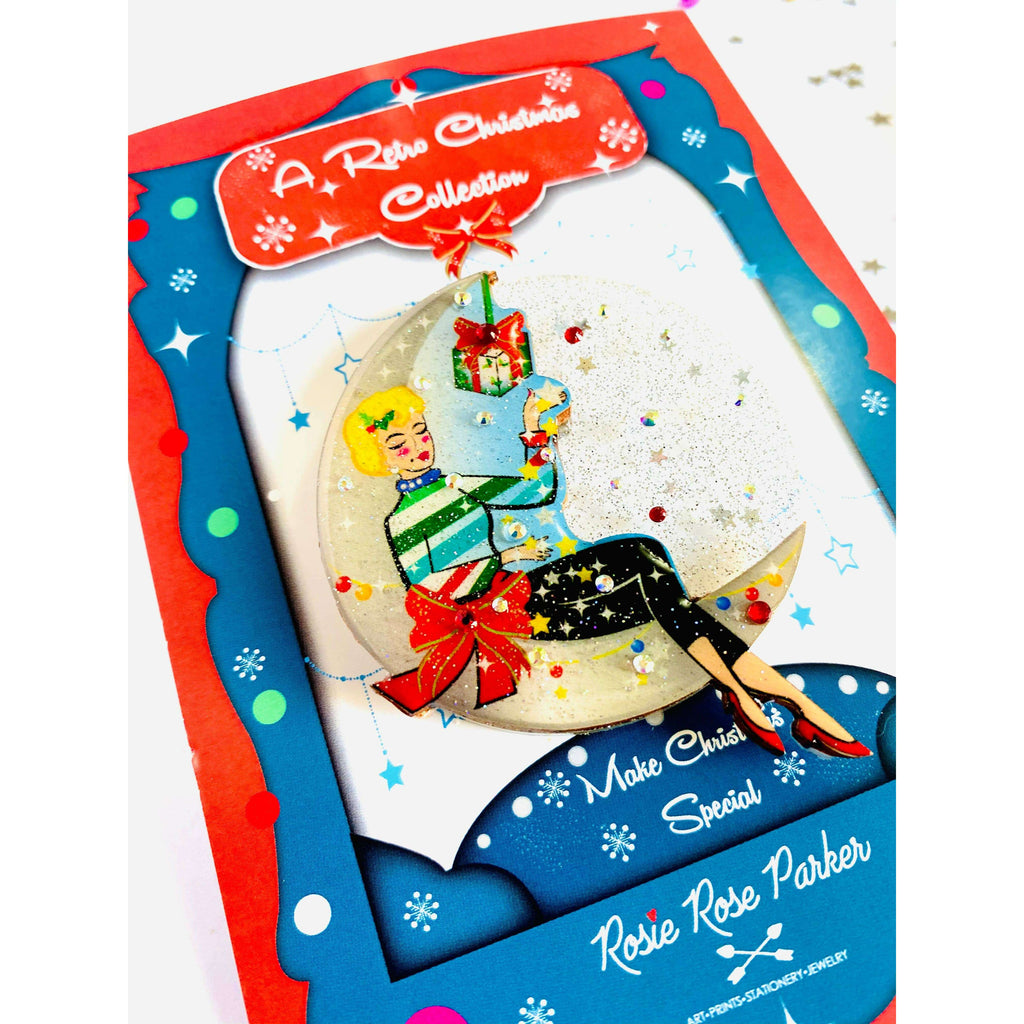 Moon Girl Christmas Brooch by Rosie Rose Parker