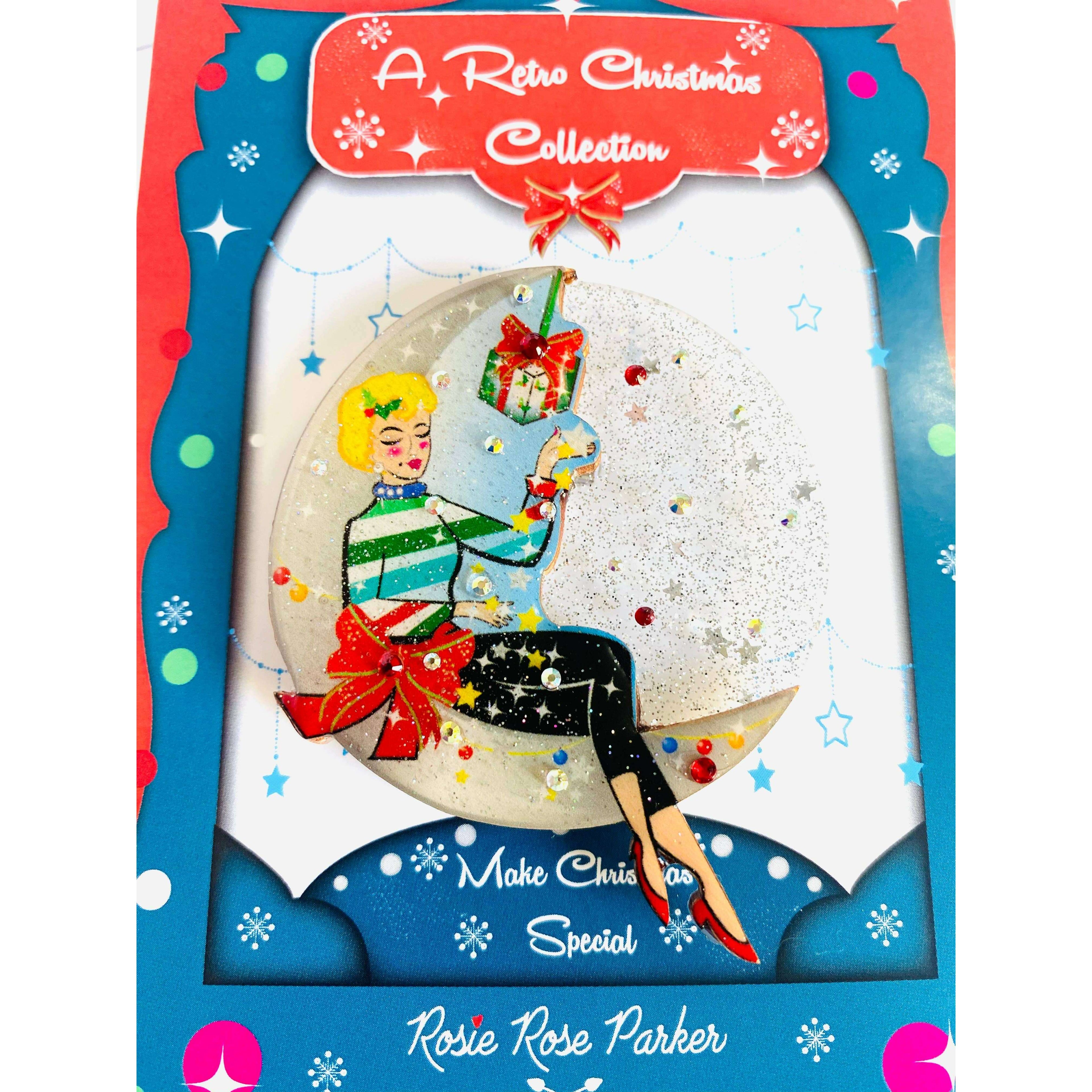 Moon Girl Christmas Brooch by Rosie Rose Parker