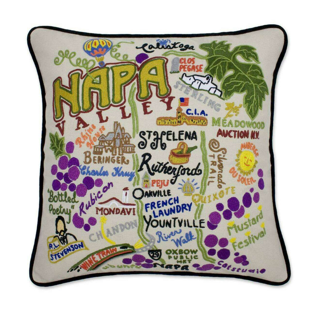 Napa Valley Hand-Embroidered Pillow