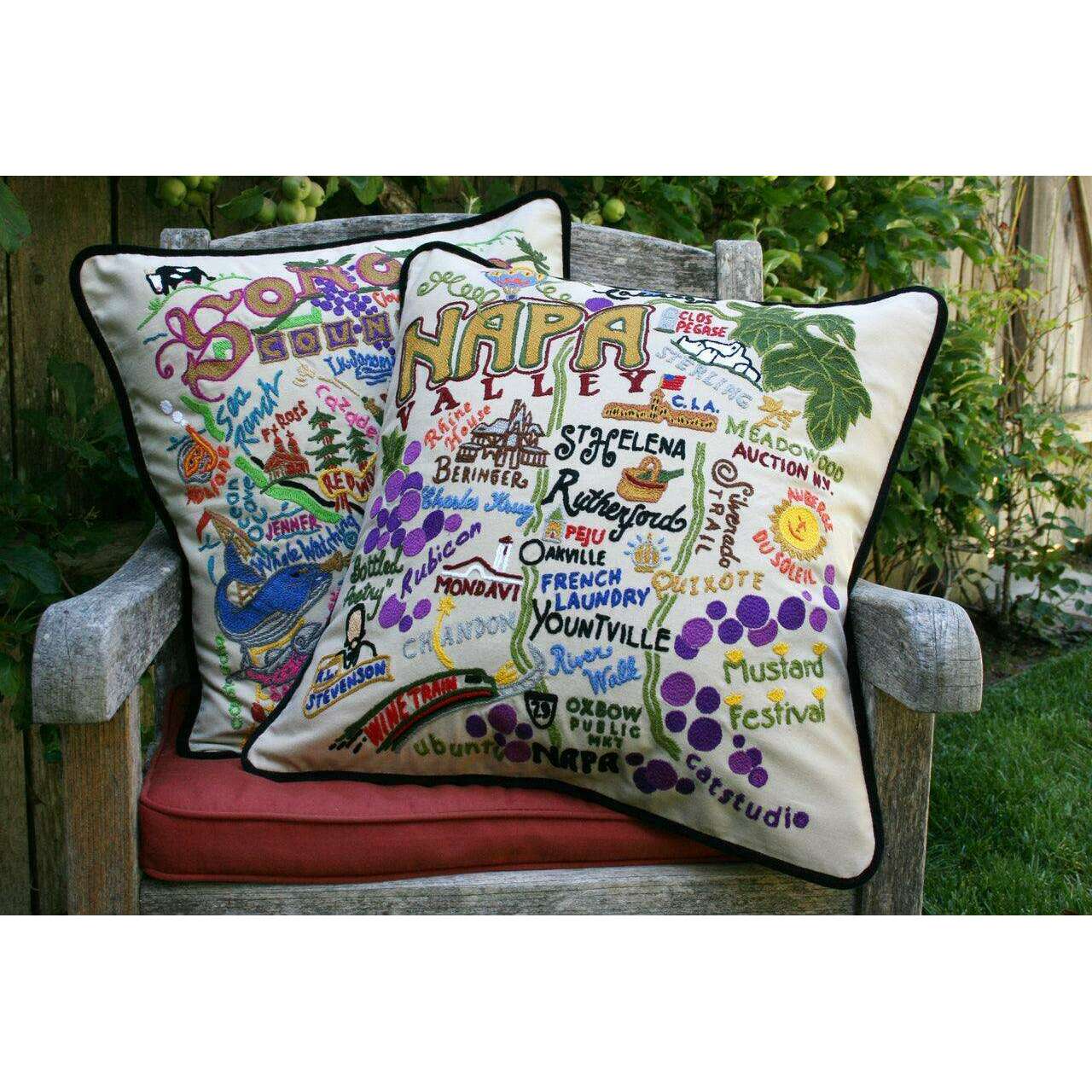 Napa Valley Hand-Embroidered Pillow