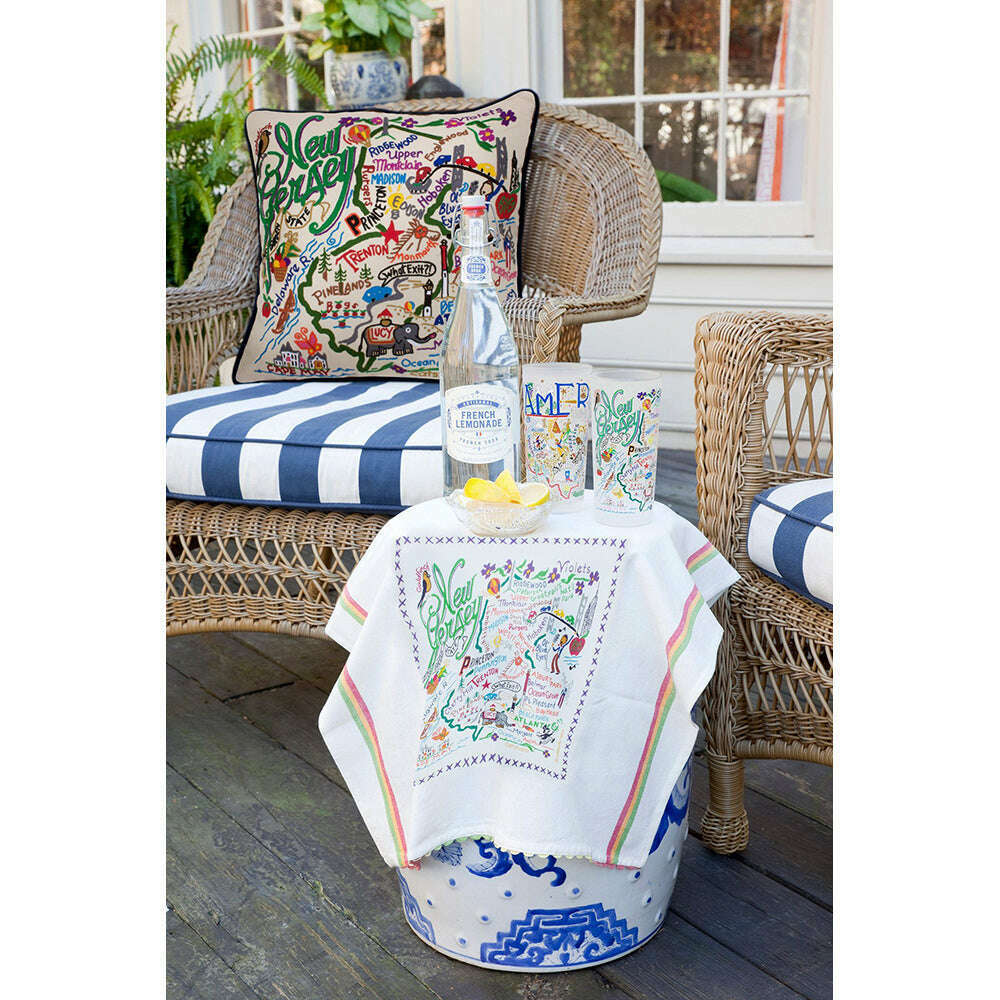 New Jersey Hand-Embroidered Pillow