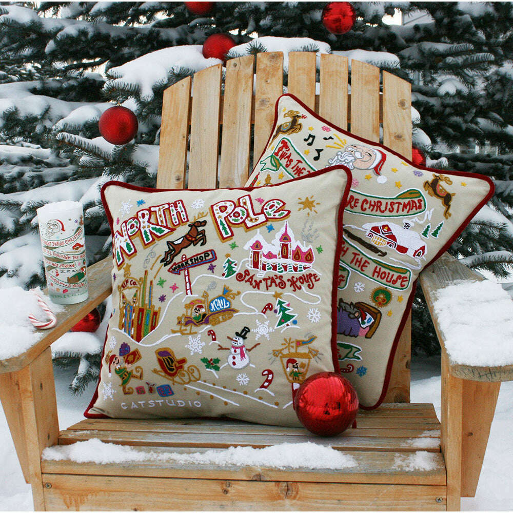 North Pole 1 Hand-Embroidered Pillow