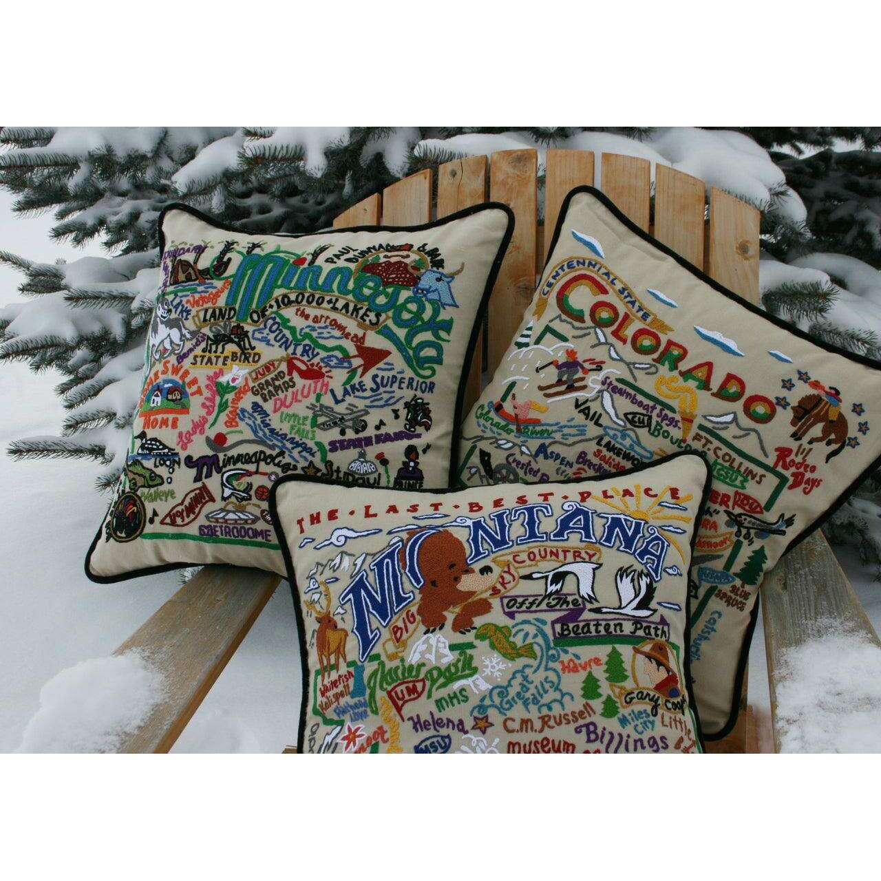 North Pole Christmas Hand-Embroidered Pillow