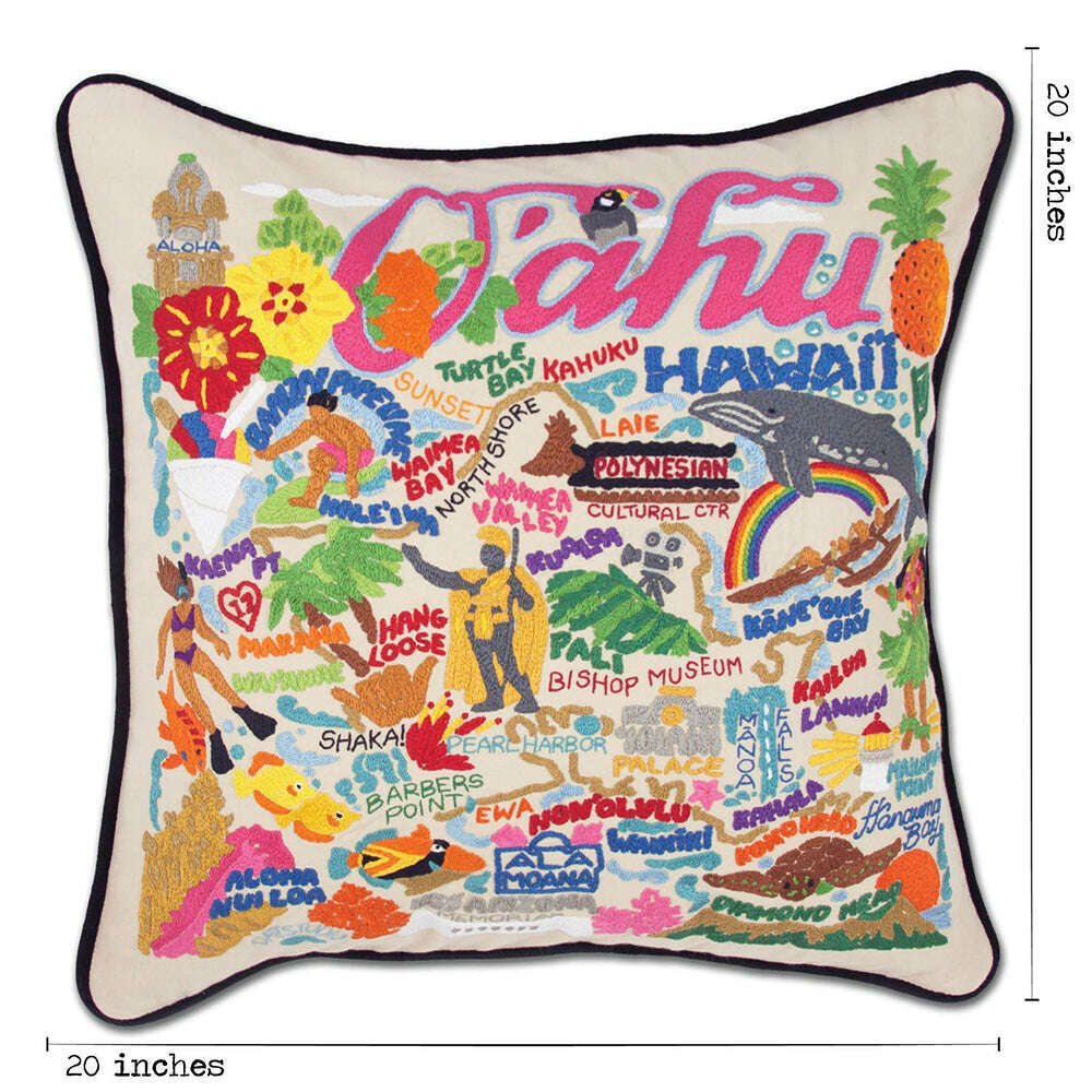 Oahu Hand-Embroidered Pillow