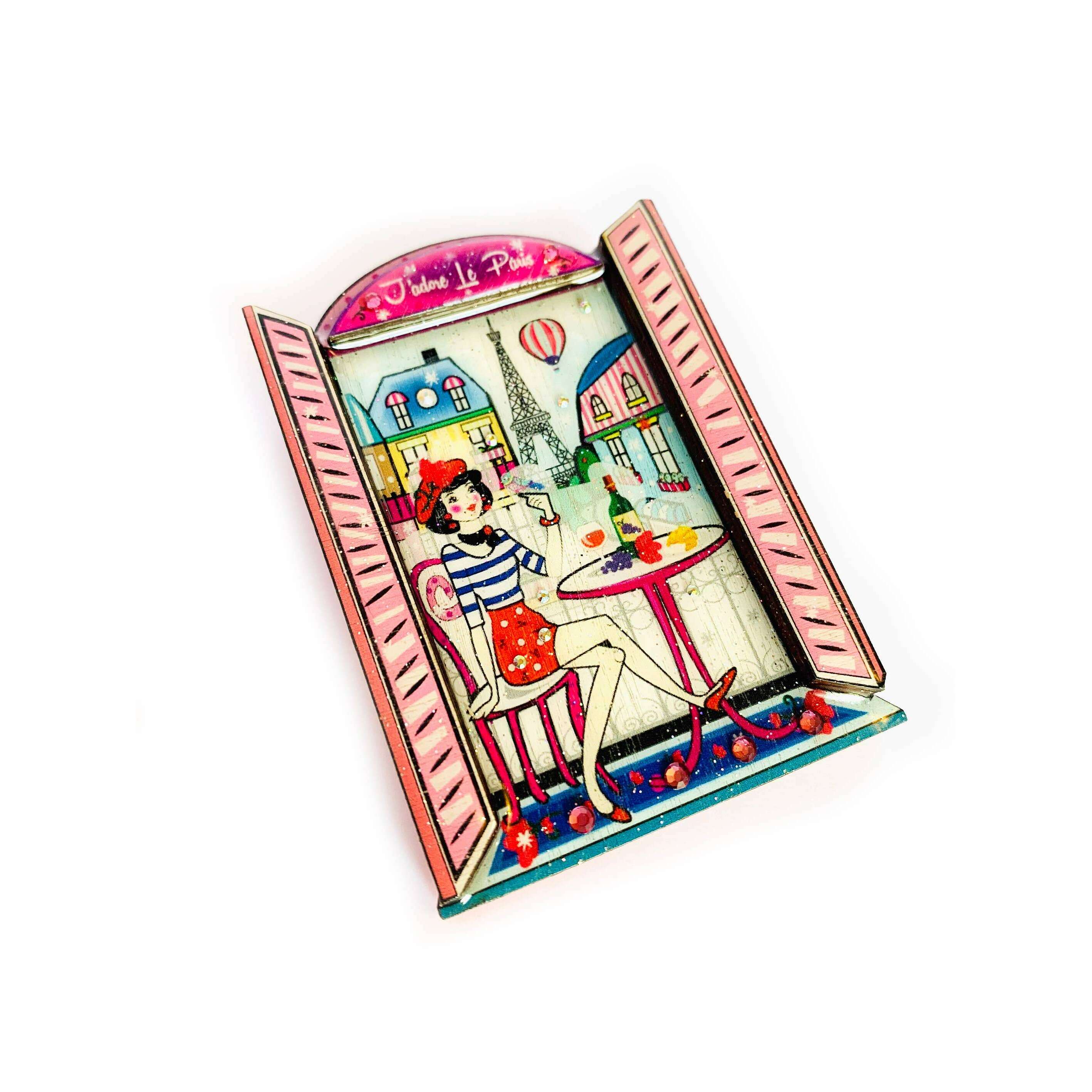 Oh la la Paris Scene Brooch by Rosie Rose Parker