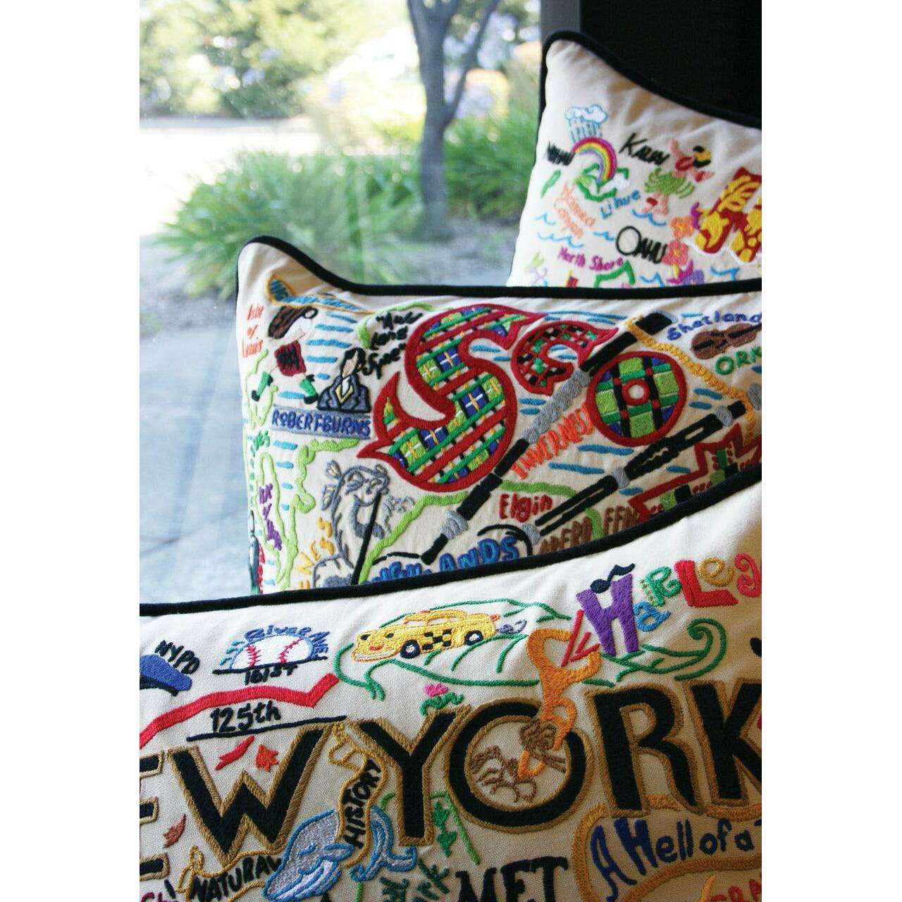 Oregon Hand-Embroidered Pillow