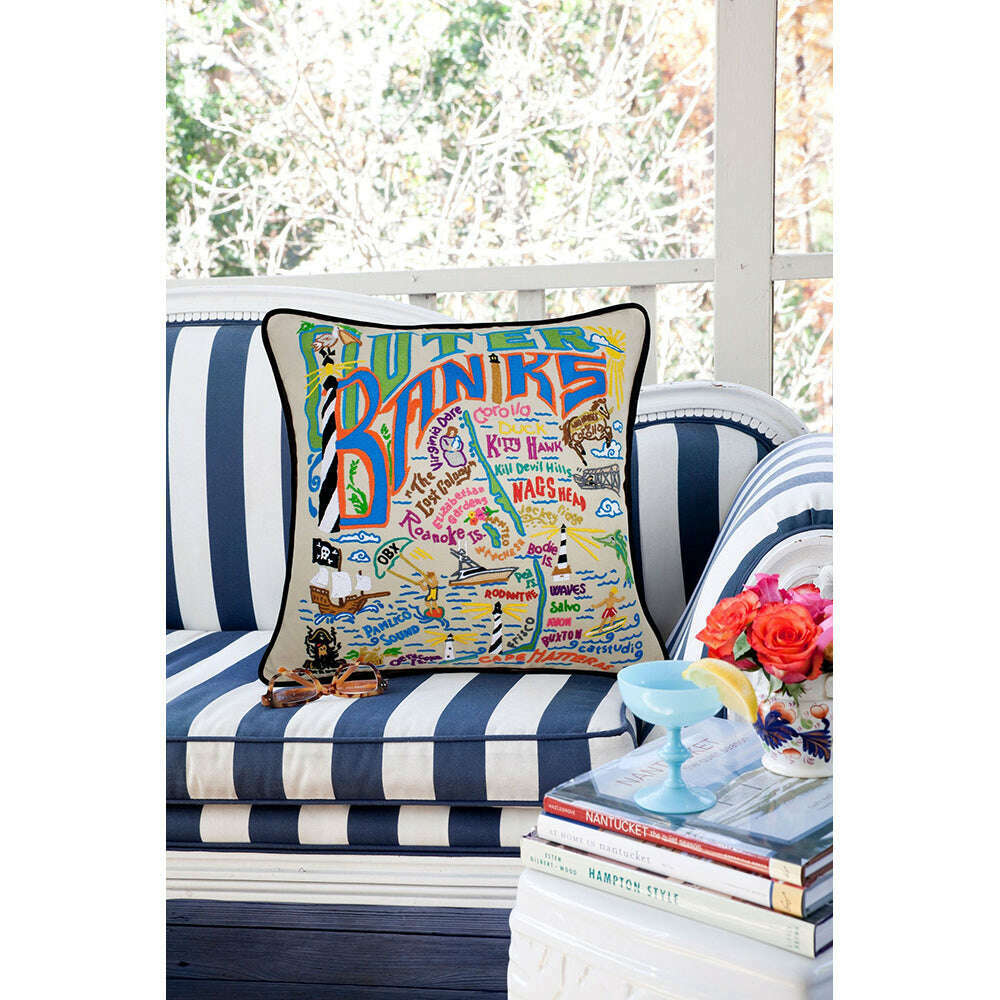 Outer Banks Hand-Embroidered Pillow