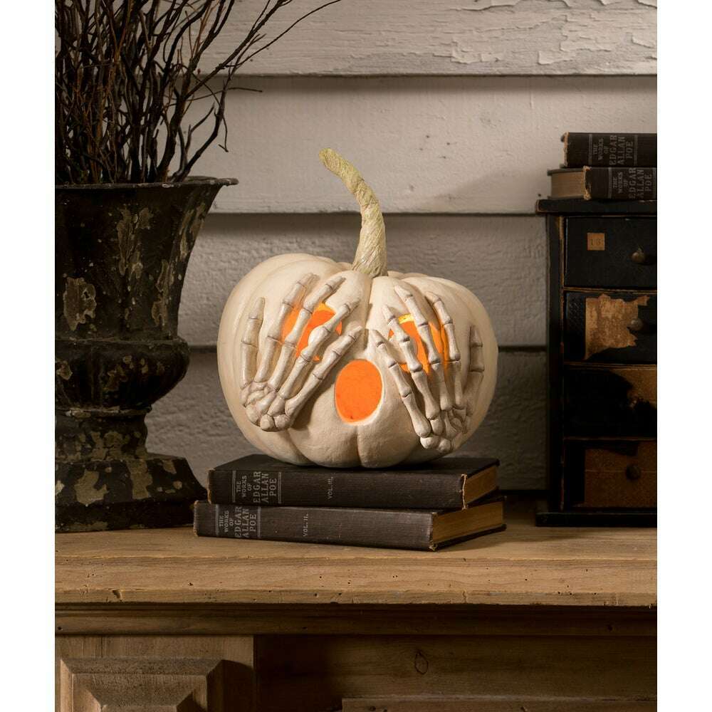 Peek-a-Boo Pumpkin White | Halloween Decor | Bethany Lowe Designs