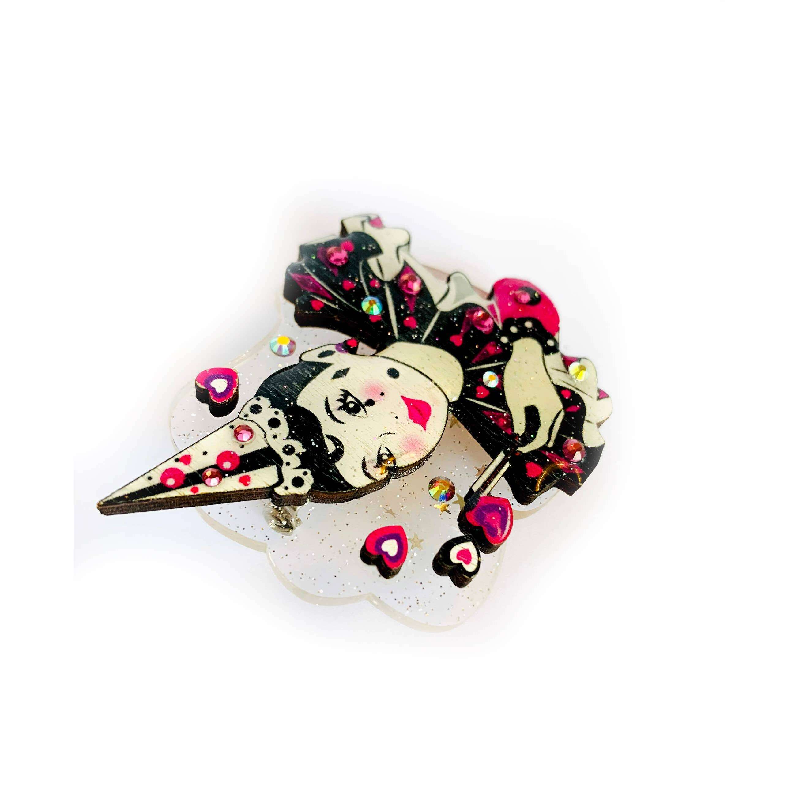 Pierrot Mime Brooch by Rosie Rose Parker