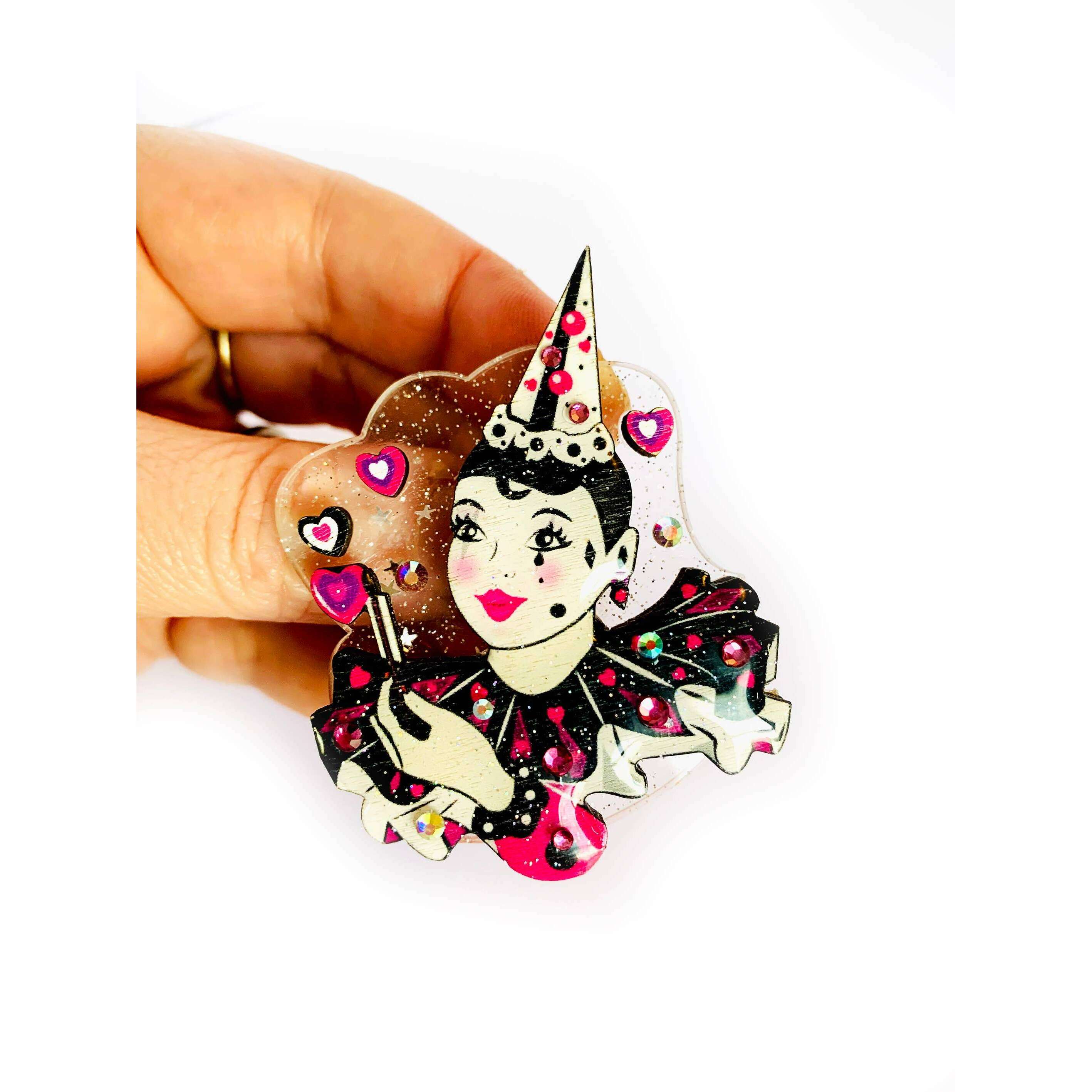 Pierrot Mime Brooch by Rosie Rose Parker