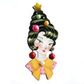 Pin up Lady with Christmas hairstyle Brooch by Laliblue