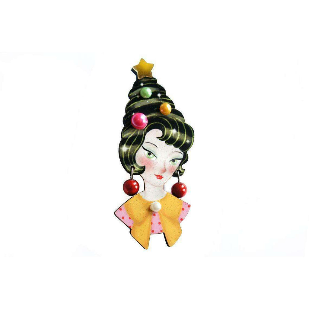 Pin up Lady with Christmas hairstyle Brooch by Laliblue