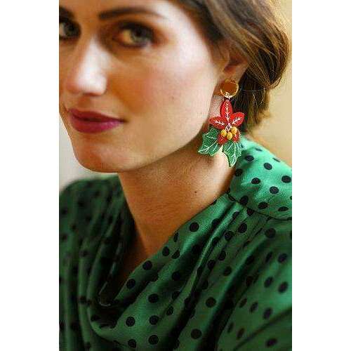 Poinsettia and Candy Cane Earrings by Laliblue