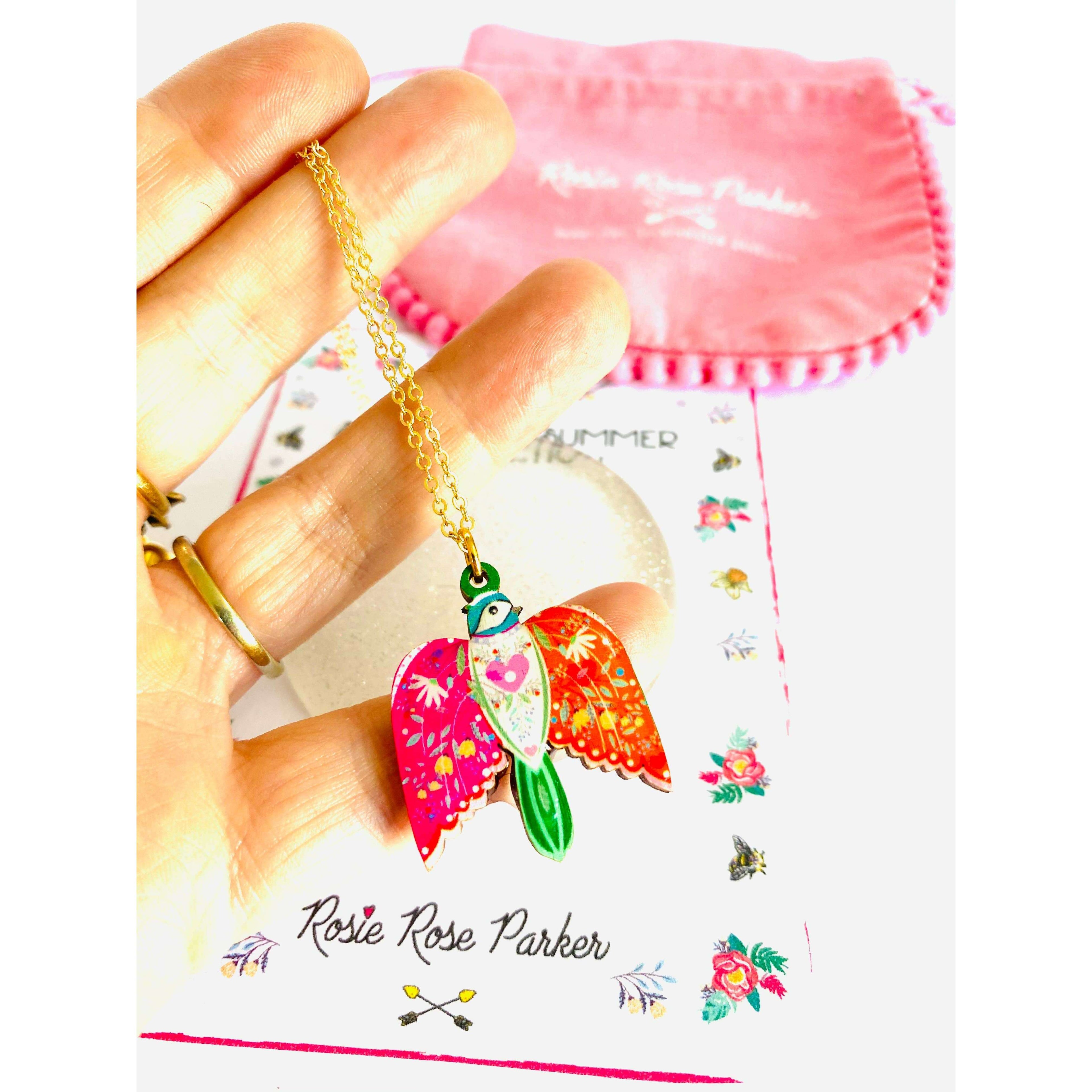 Pretty Bird in Flight Necklace by Rosie Rose Parker