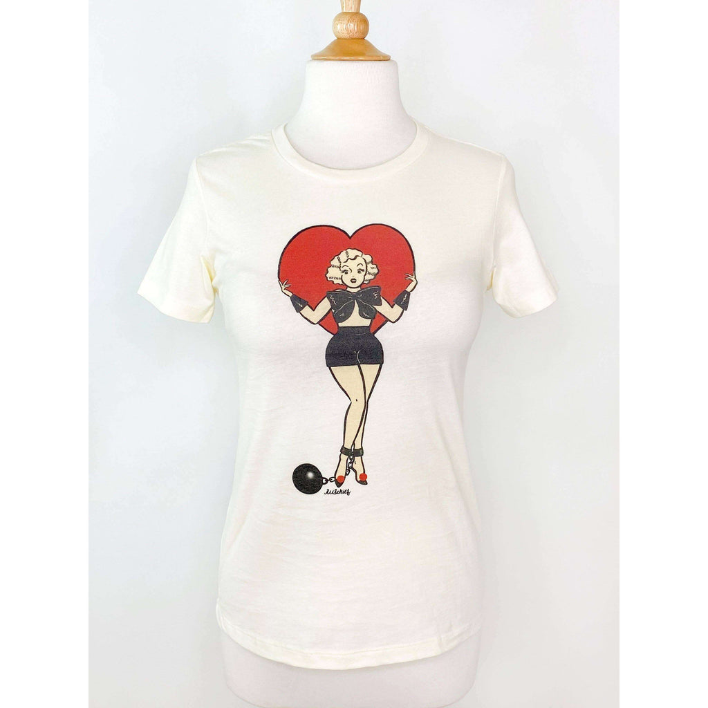 Prisoner of Love Fitted Tee in Ivory - X-LARGE