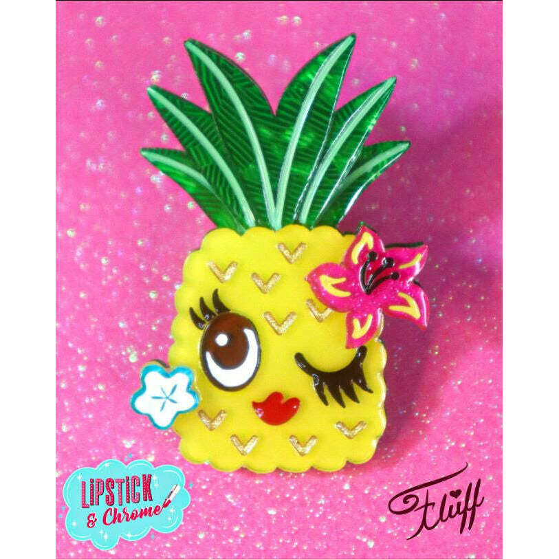 Pucker Up Pineapple Brooch by Miss Fluff x Lipstick & Chrome