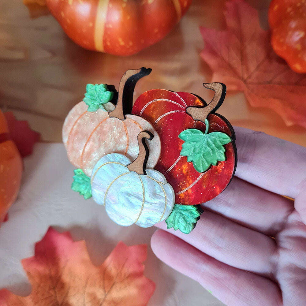Pumpkin Patch Brooch by Cherryloco - ORANGE