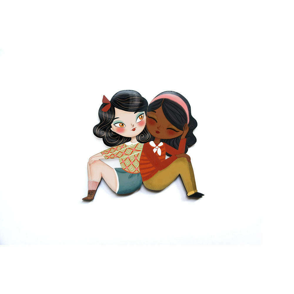 Puzzle with brunette girl brooch by Laliblue