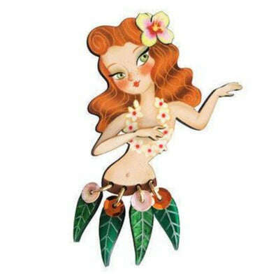 Redhead Hula Girl Brooch by Laliblue
