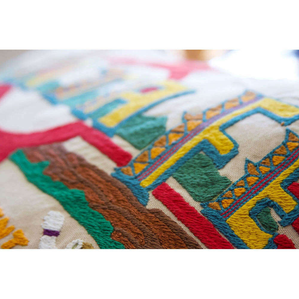 Santa Fe Hand-Embroidered Pillow by CatStudio