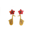 Saxophone with flower earrings by Laliblue