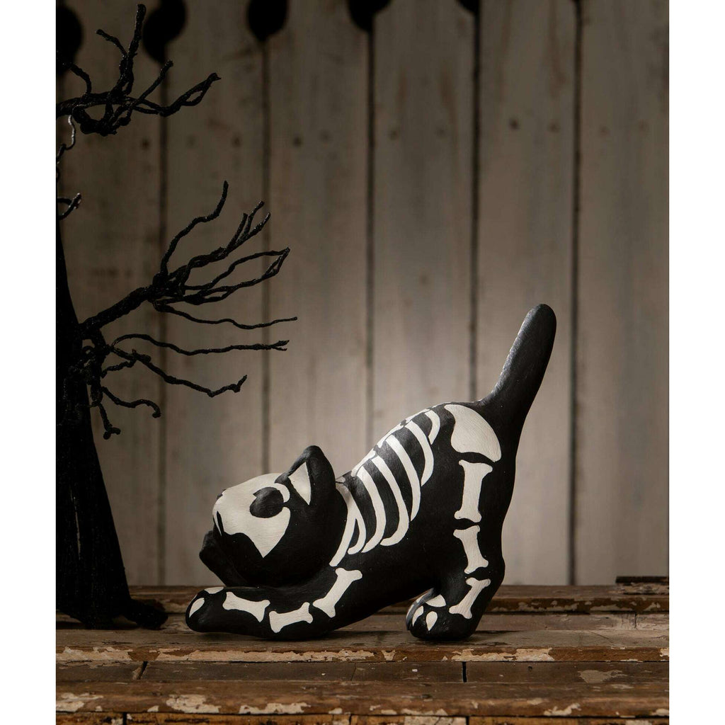 Skeleton Paper Mache Cat | Halloween Decor | Bethany Lowe