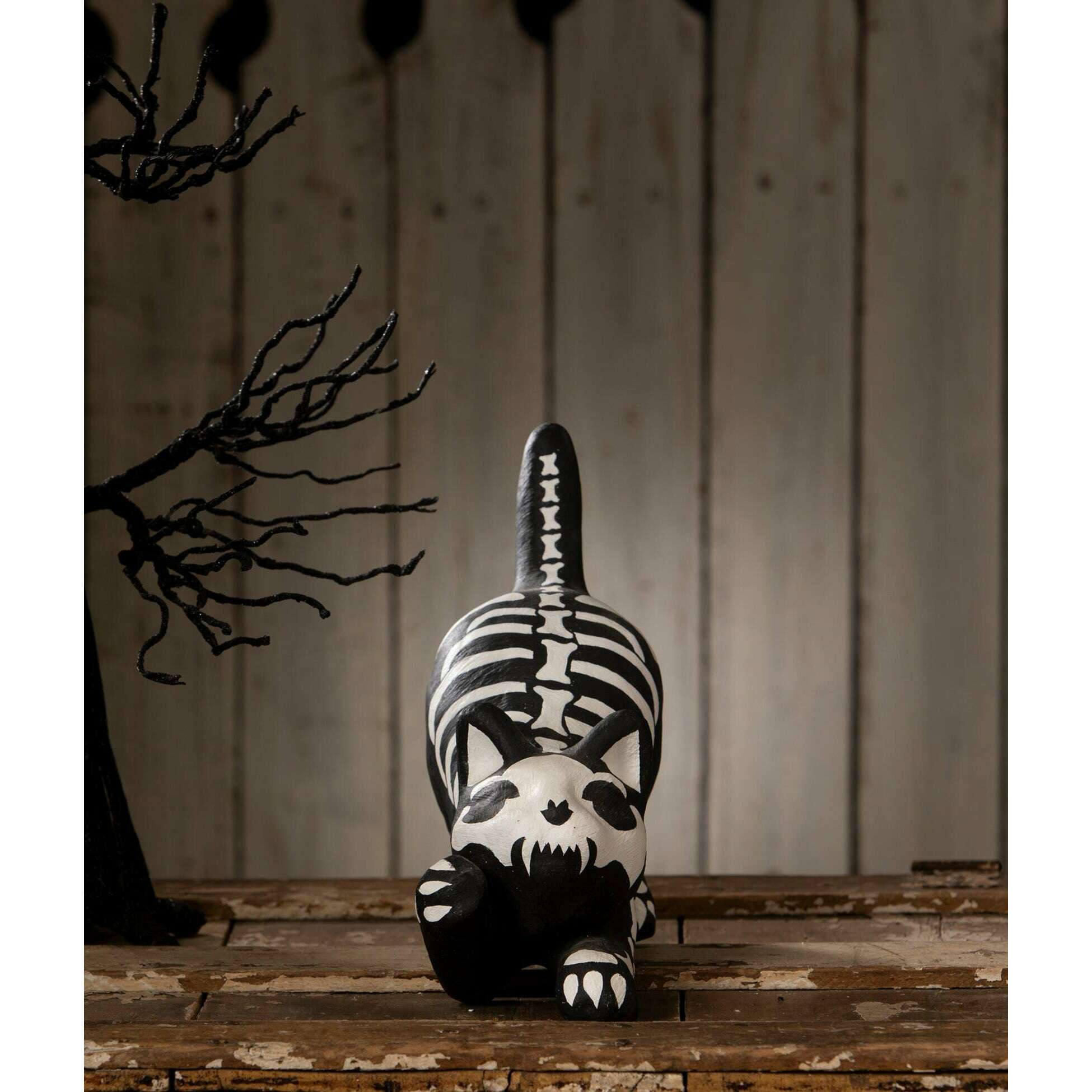 Skeleton Paper Mache Cat | Halloween Decor | Bethany Lowe