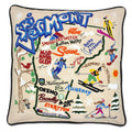 Ski Vermont Hand-Embroidered Pillow