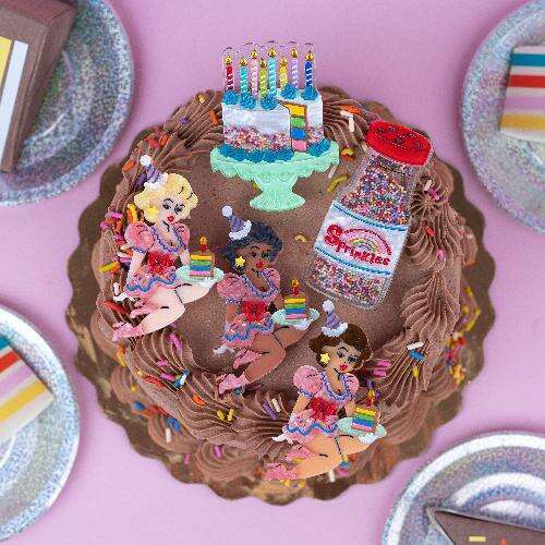 "Slice, Slice Baby" Birthday Cake Brooch by Lipstick & Chrome