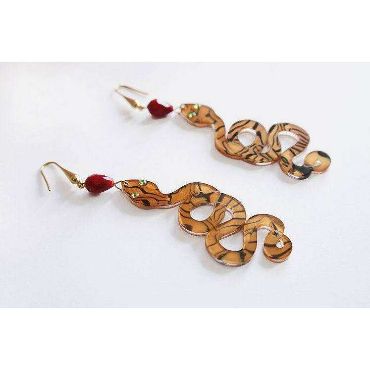 Snake Earrings Halloween Brooch by Laliblue