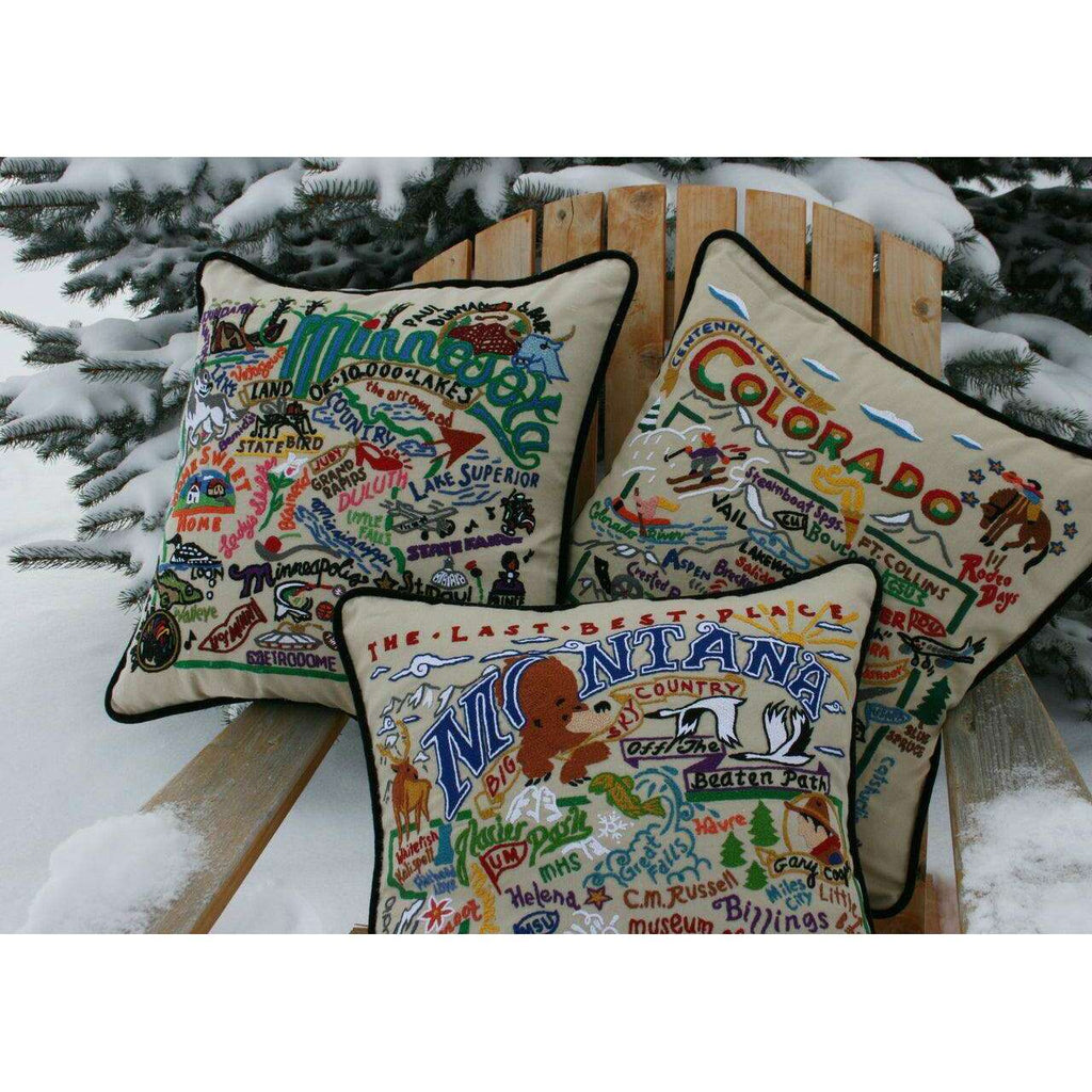 South Pole Christmas Hand-Embroidered Pillow
