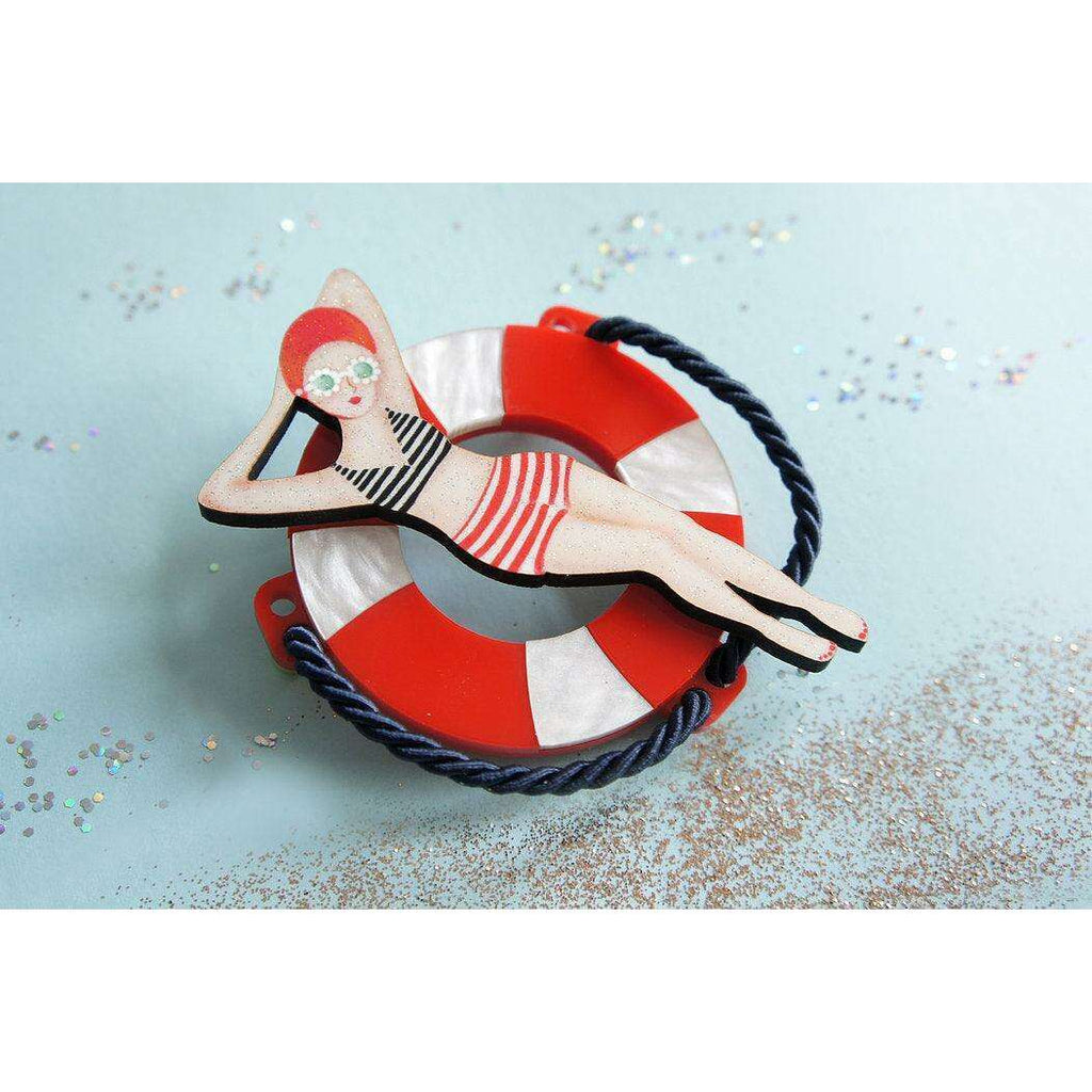 Sun Bather Pin Up Inspired Brooch and Necklace by Laliblue