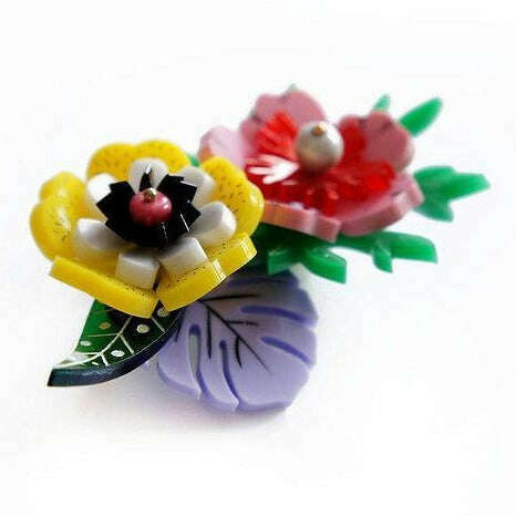 Tropical Flowers Brooch by Laliblue