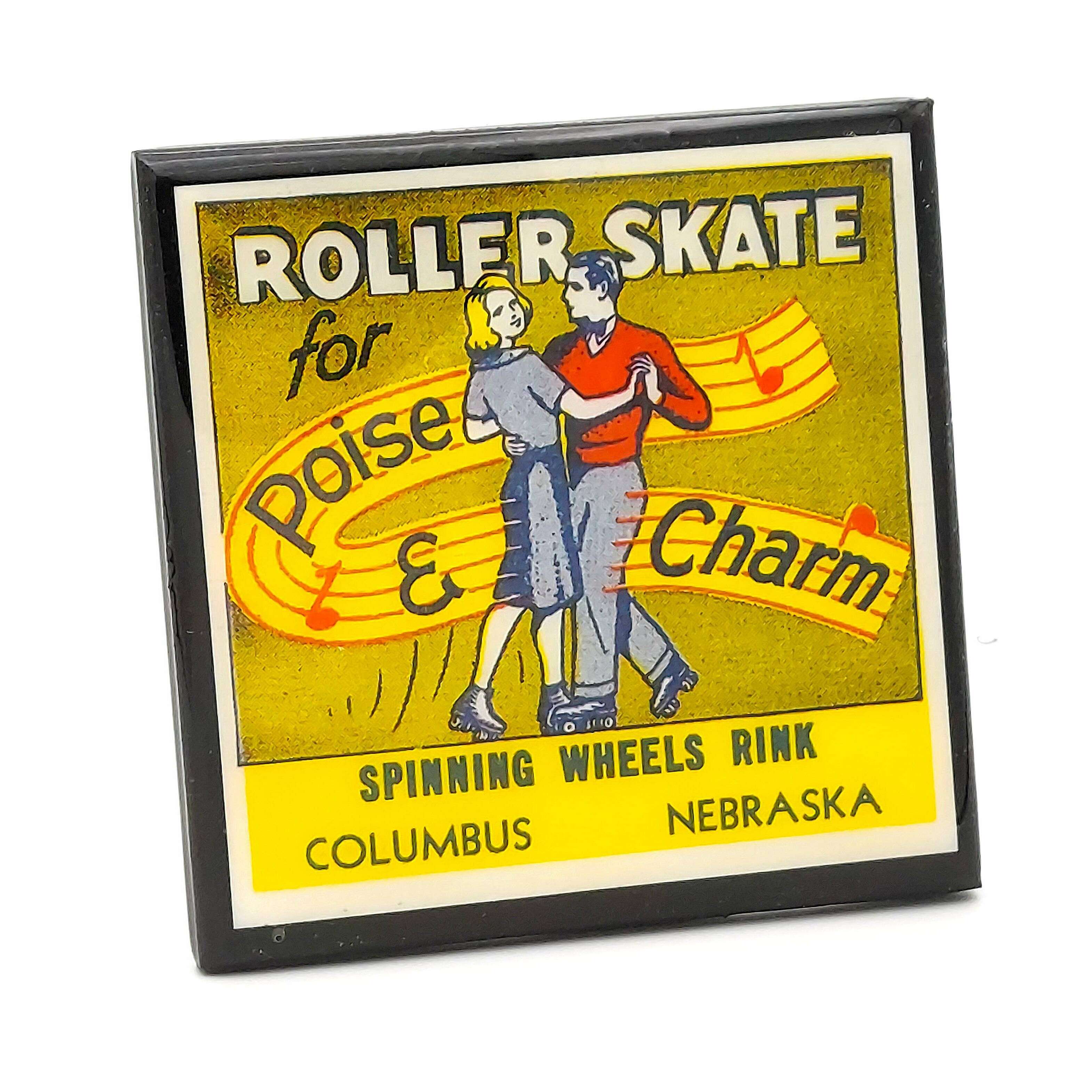 Vintage Roller Skating Rink Drink Coaster Set - Let's Roll