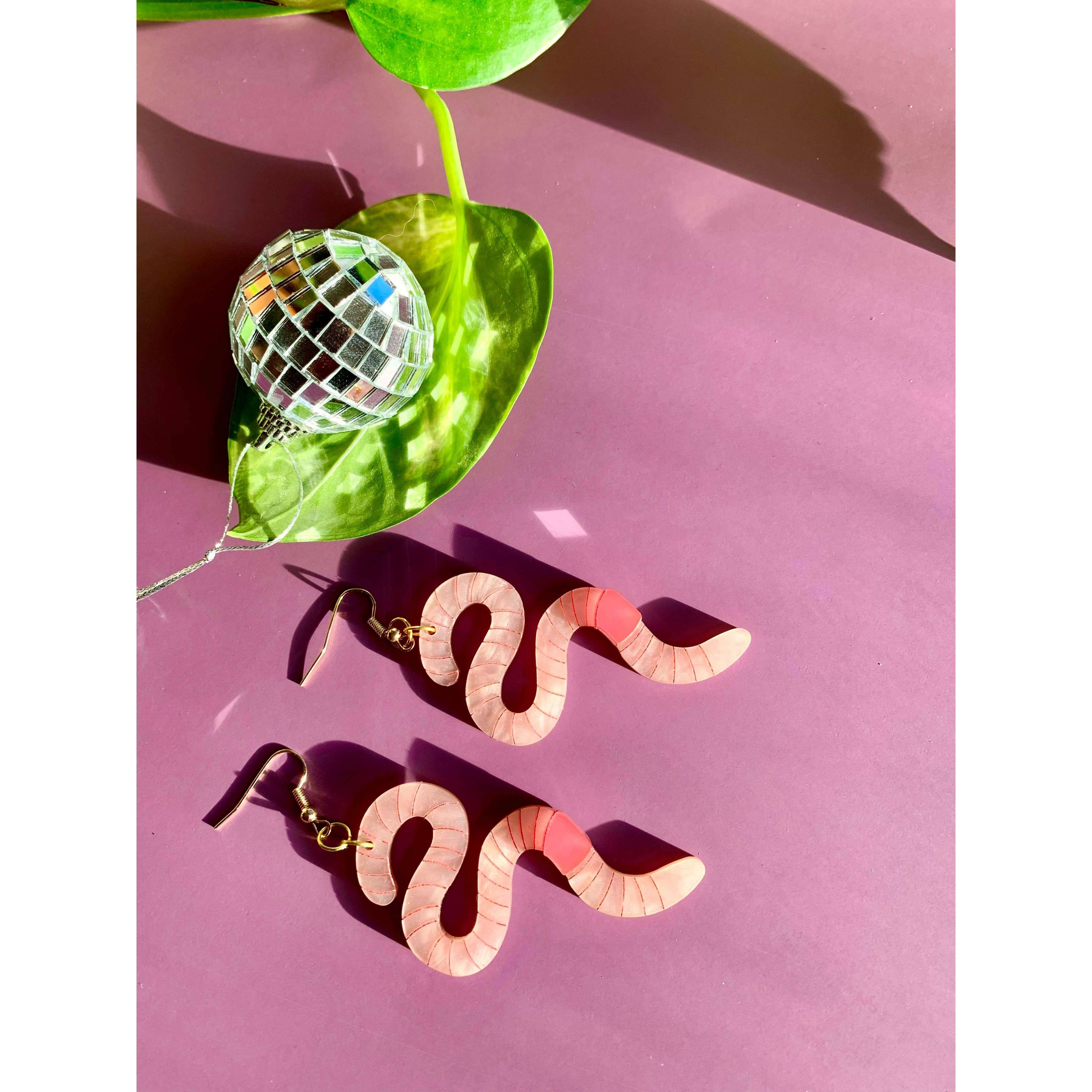 Wiggly Worms Acrylic Statement Earrings